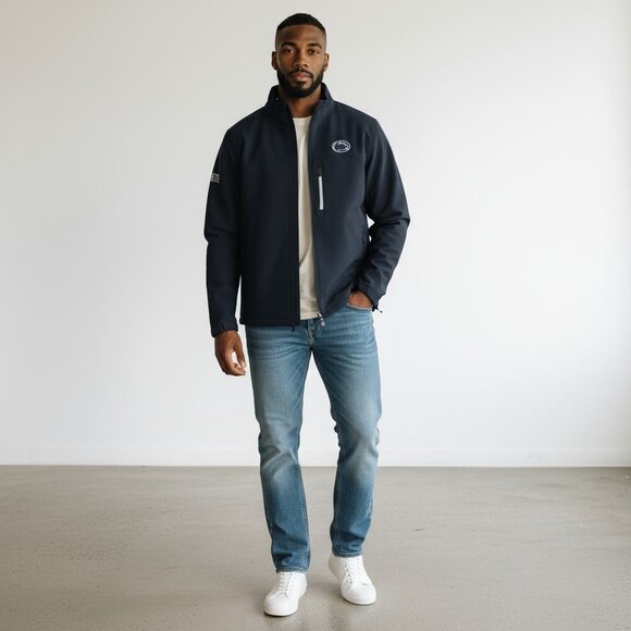 Penn State University Track Jacket Colosseum Athletics Large Blue Fleece Lined - Picture 1 of 8